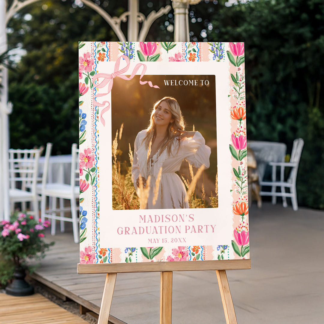 Floral Border Graduation Welcome Sign Template