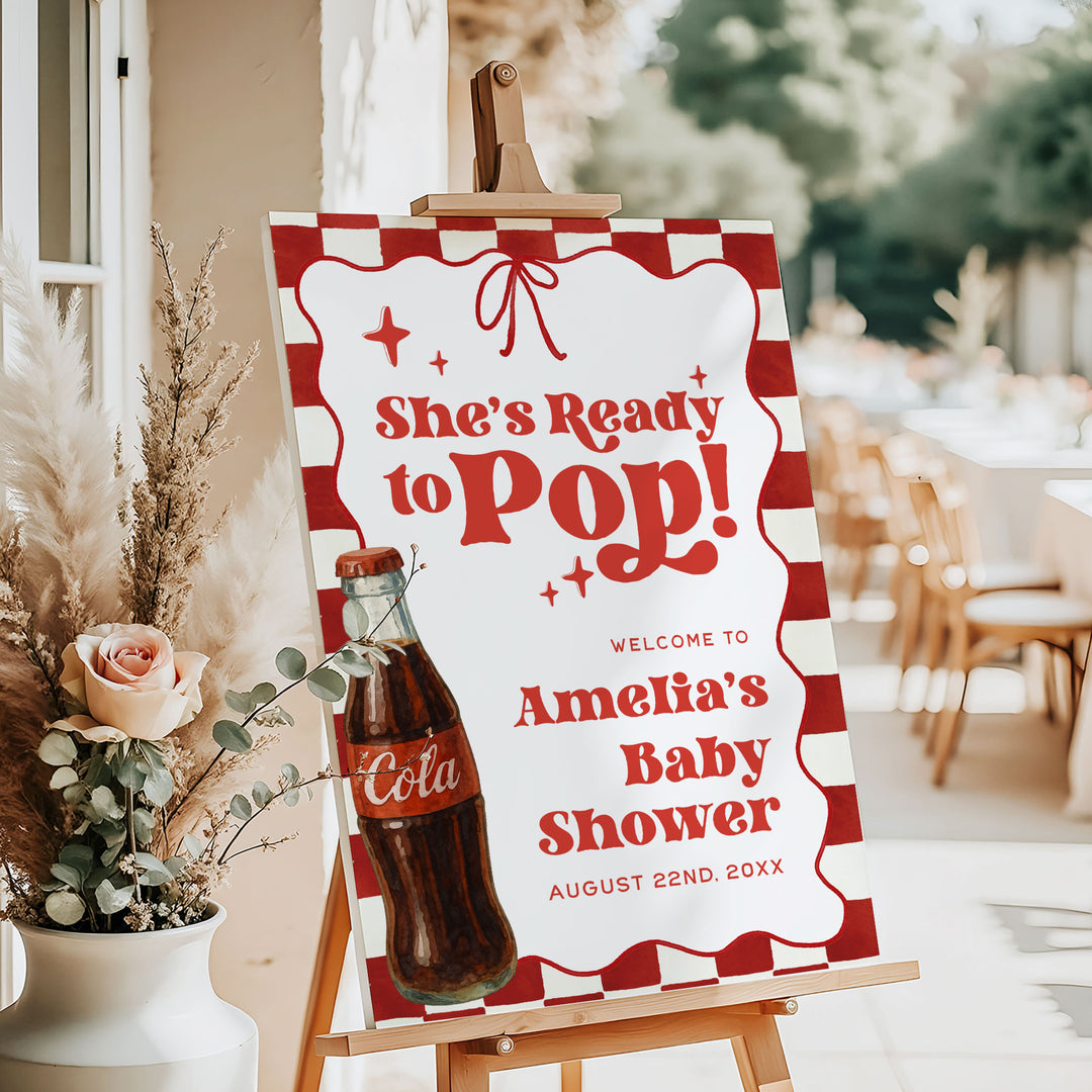 She's Ready To Pop Welcome Sign Template – OhHappyPrintables