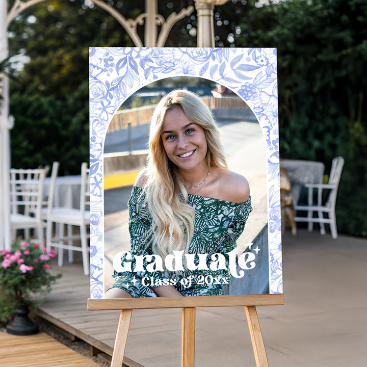 Blue Photo Graduation Welcome Sign Template