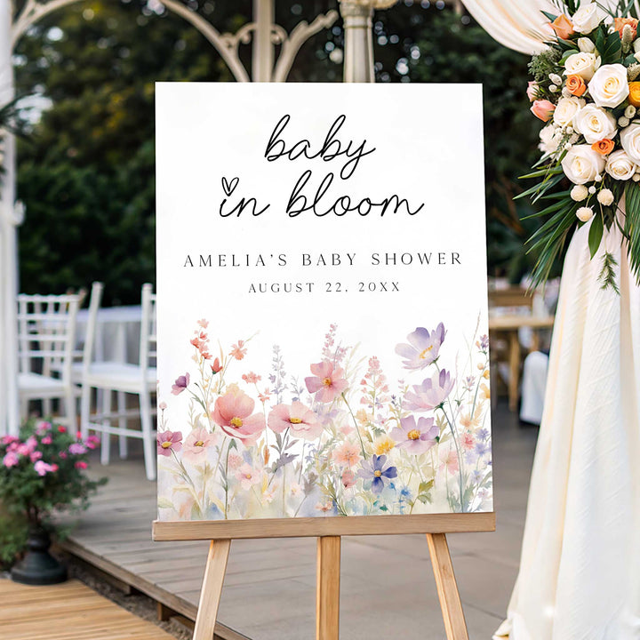 Baby In Bloom Meadow Welcome Sign
