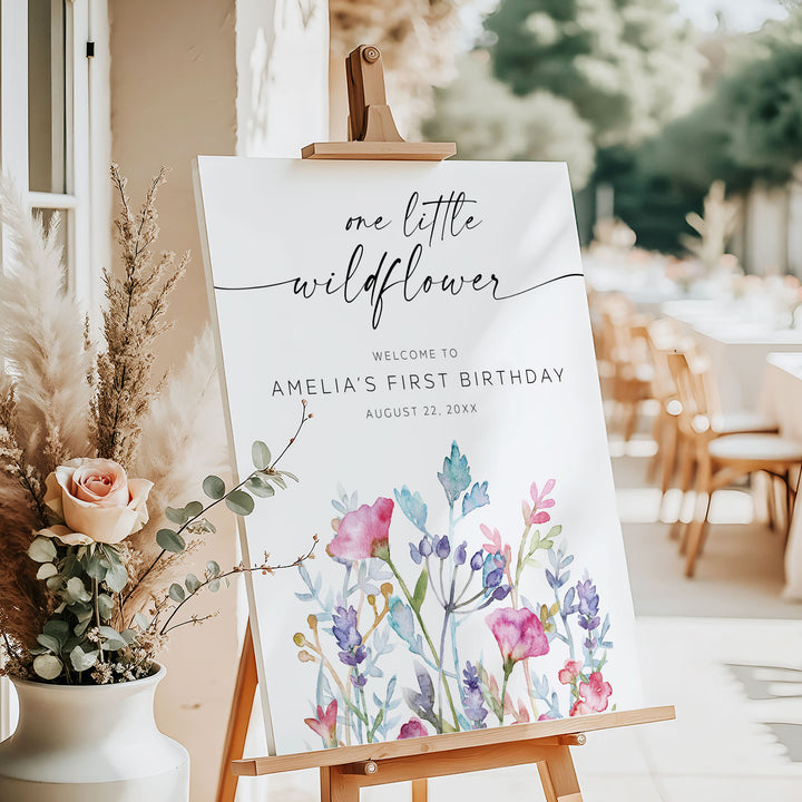 One Little Purple Wildflower Welcome Sign