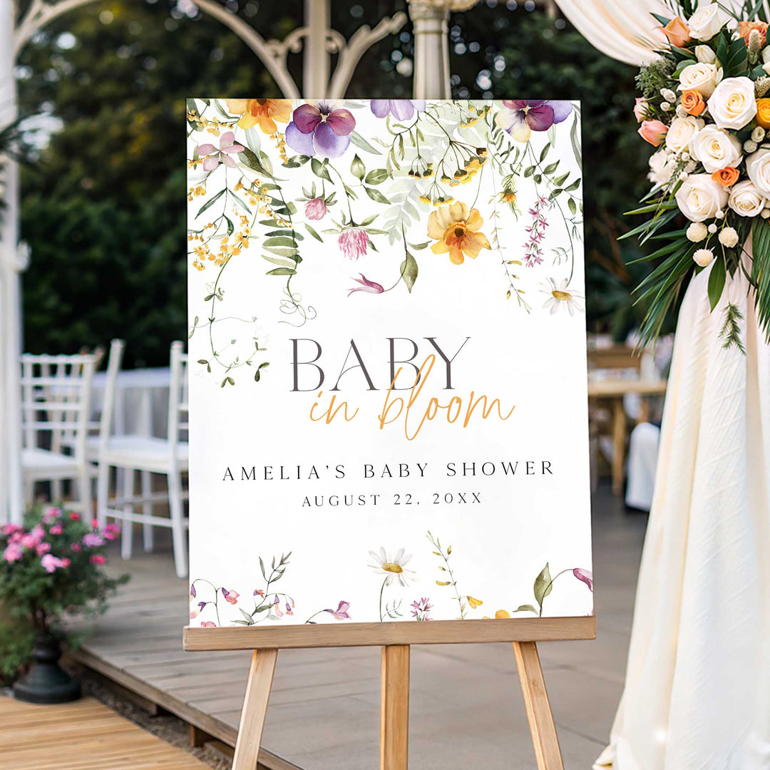 Baby In Bloom Yellow Welcome Sign