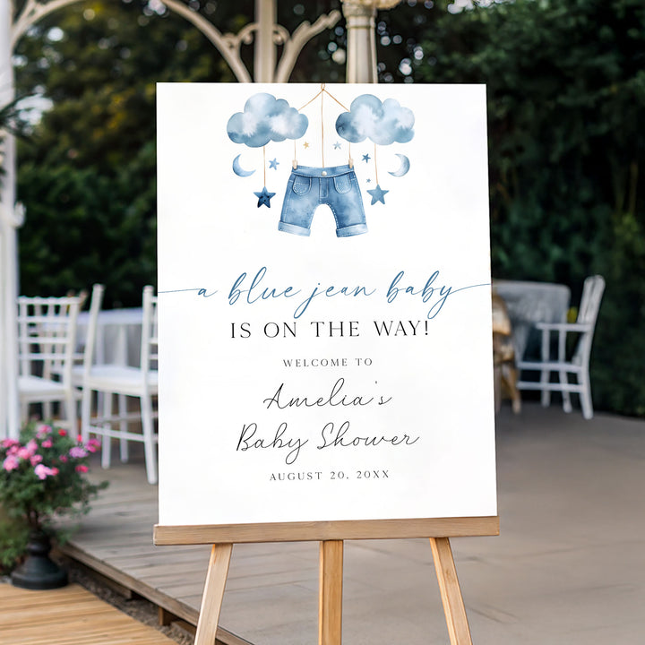 Blue Jean Baby Mobile Welcome Sign