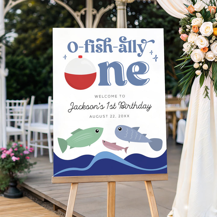 O-Fish-Ally One Retro Brithday Welcome Sign