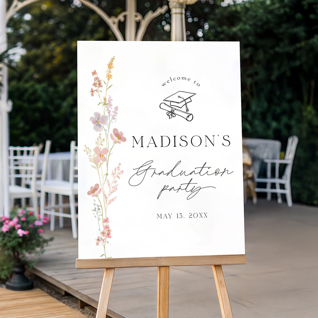 Simple Wildflower Graduation Welcome Sign Template