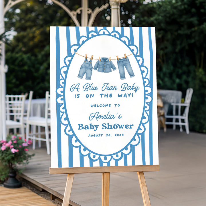 Blue Jean Baby Whimsical Welcome Sign