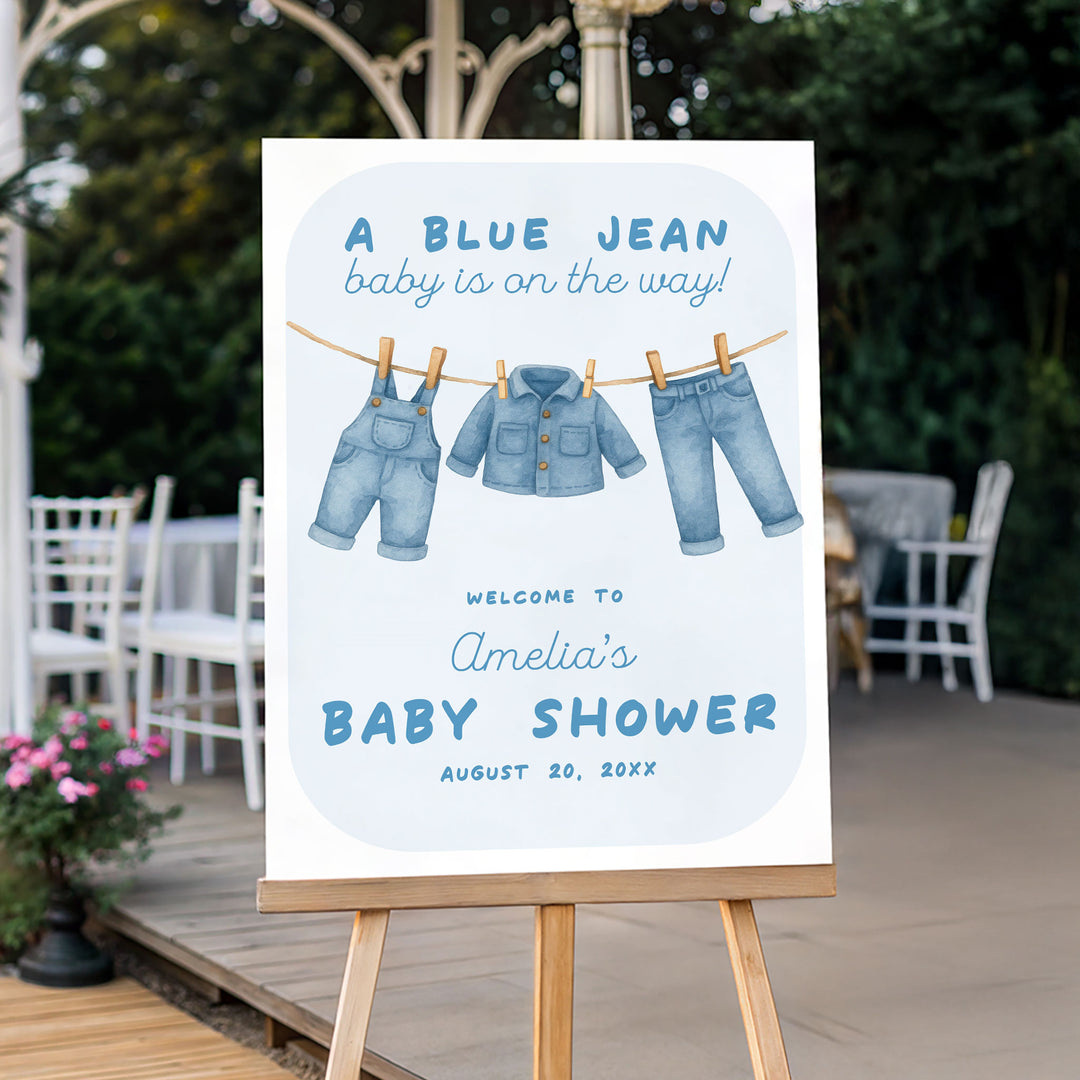 Blue Jean Baby Bubble Welcome Sign