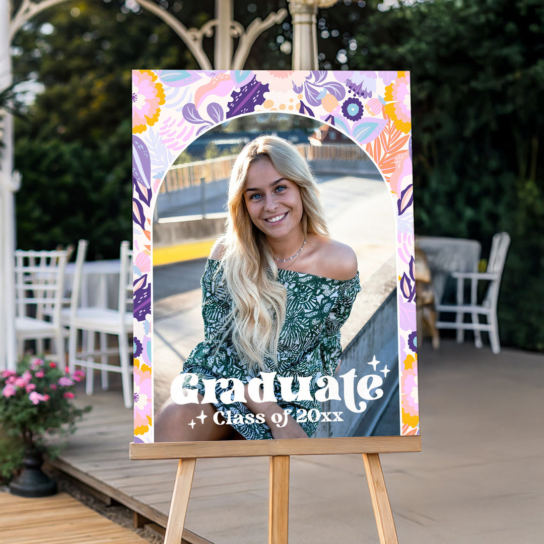 Lilac Photo Graduation Welcome Sign Template