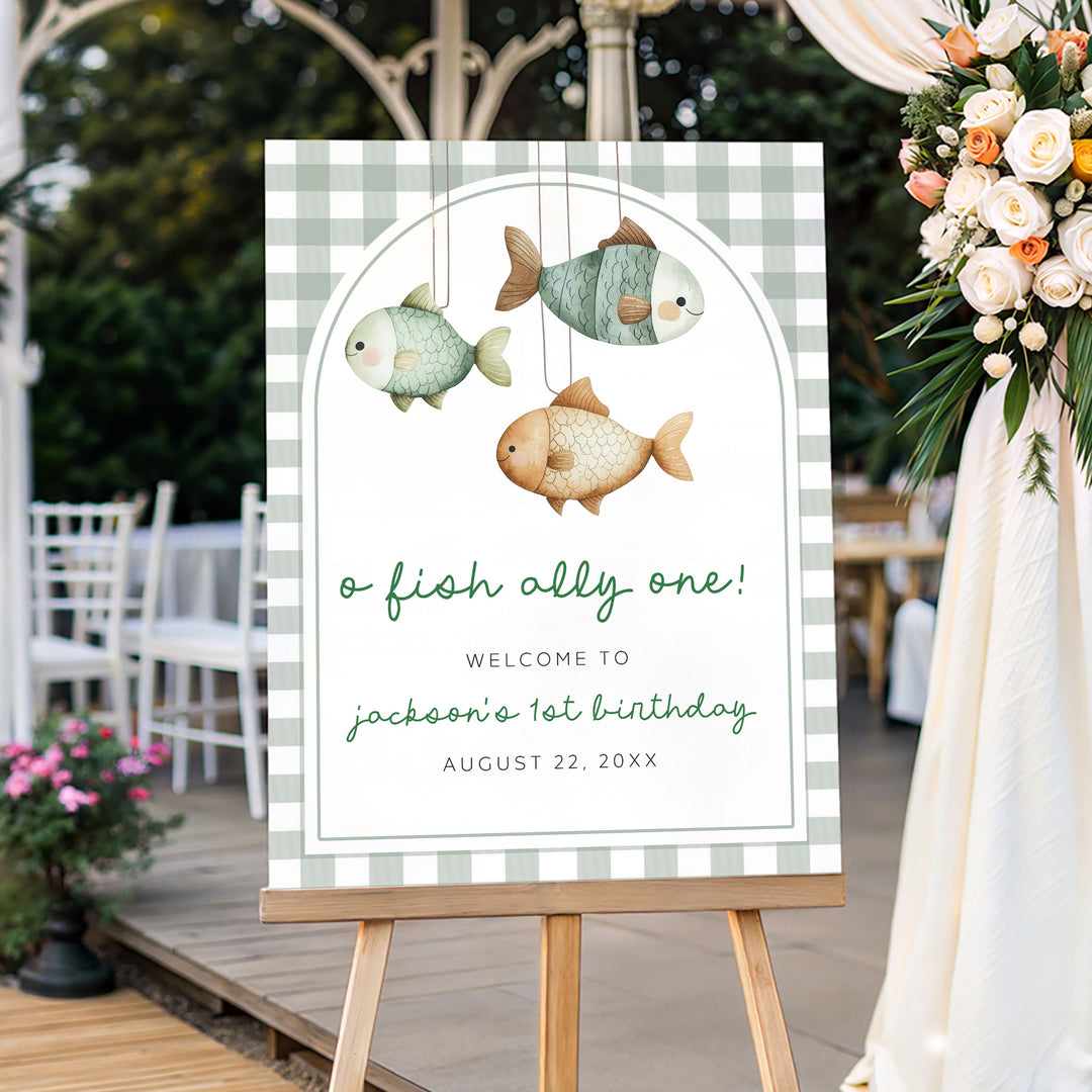 O-Fish-Ally One Gingham Welcome Sign