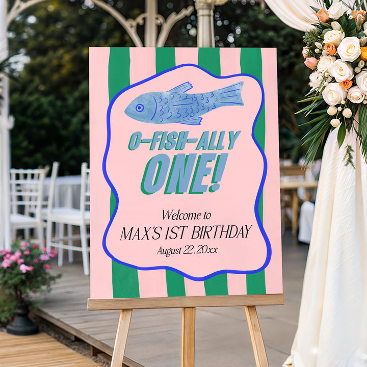 O-Fish-Ally One Wavy Striped Welcome Sign
