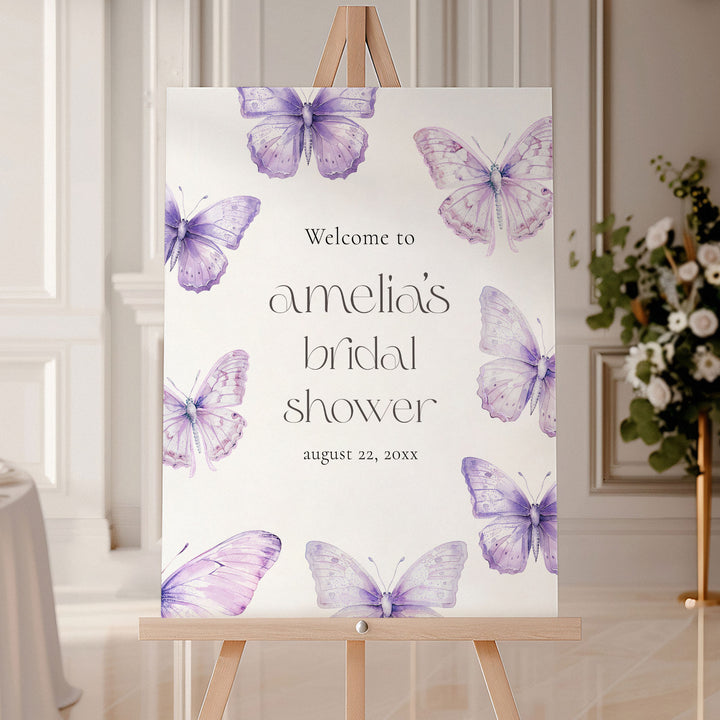 Simple Purple Lifetime Of Butterflies Welcome Sign