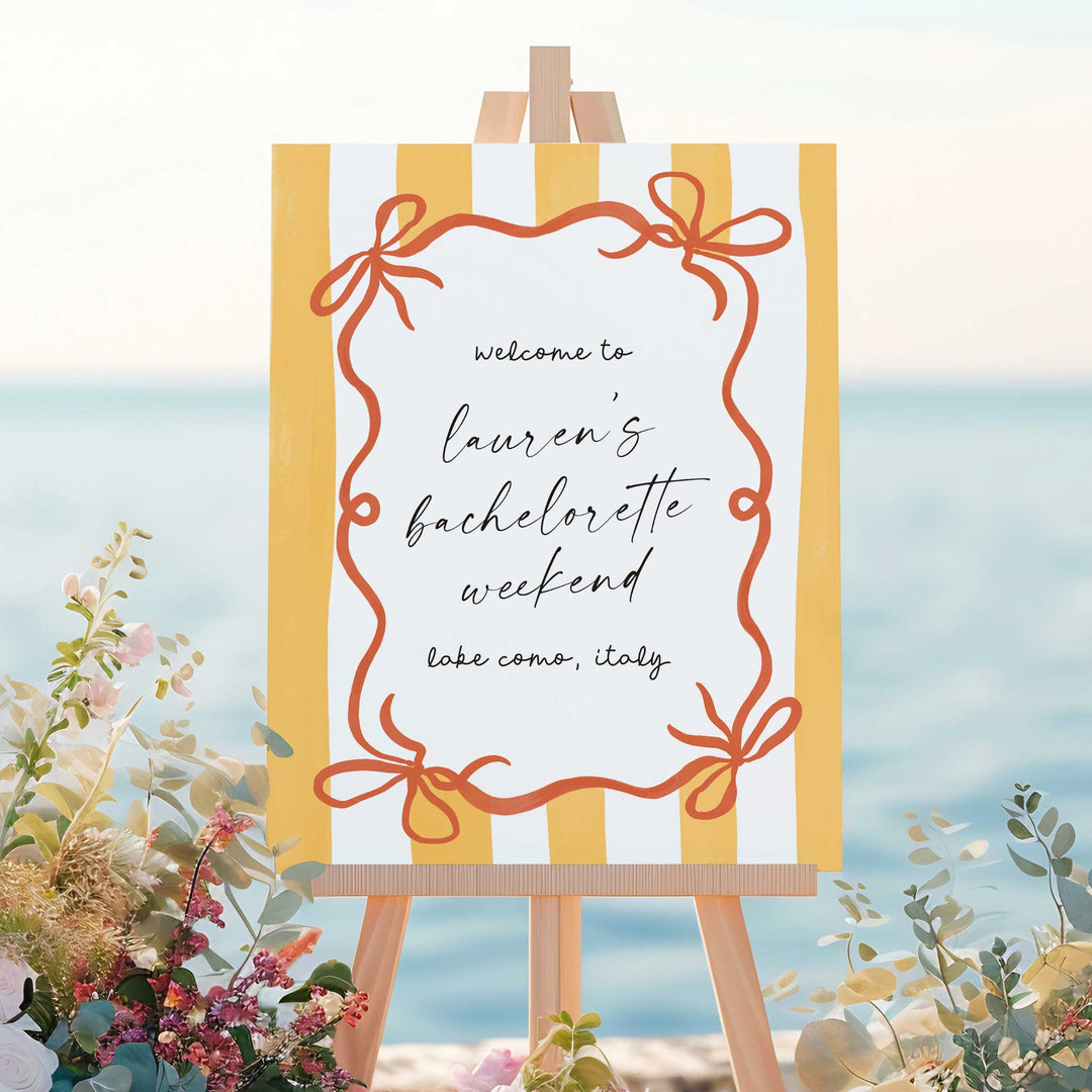 Ciao Bella Striped Bridal Shower Welcome Sign