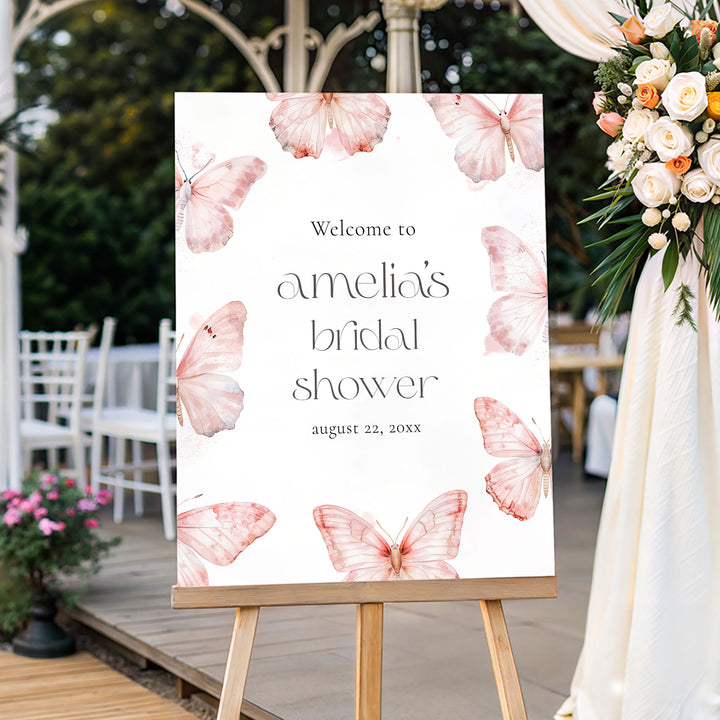 Simple Pink Lifetime Of Butterflies Welcome Sign