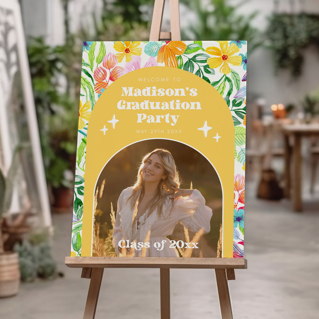 Tropical Photo Graduation Welcome Sign Template