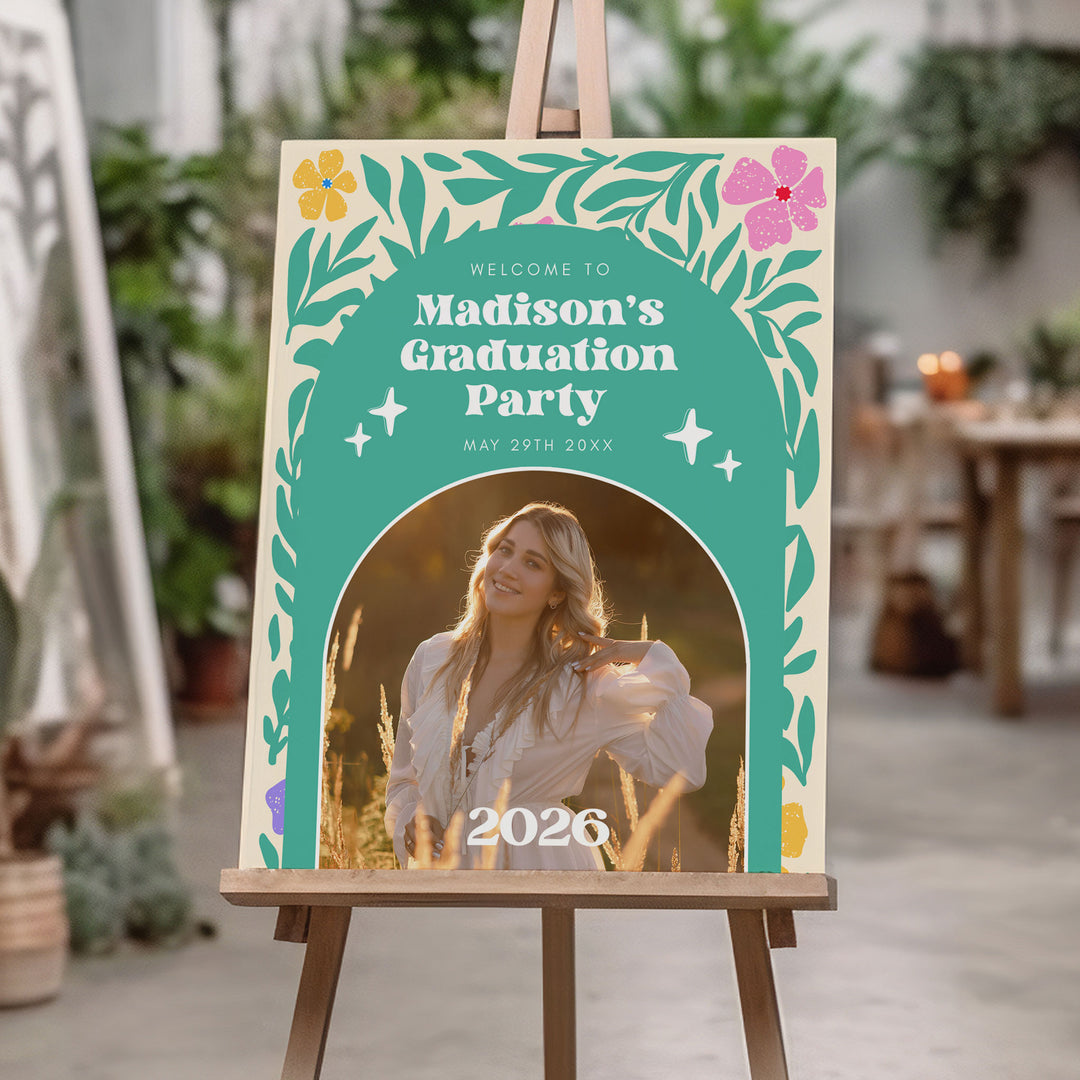 Boho Photo Graduation Welcome Sign Template