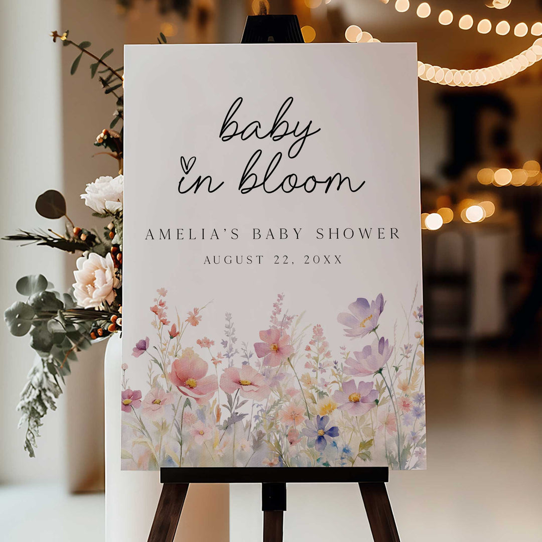 Baby In Bloom Meadow Welcome Sign