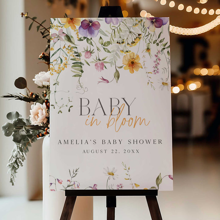 Baby In Bloom Yellow Welcome Sign