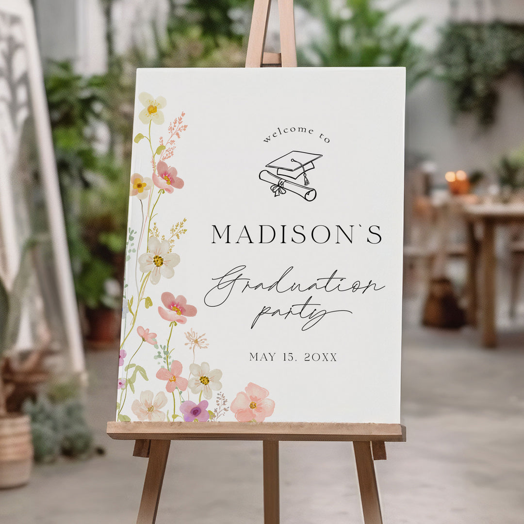 Soft Wildflower Graduation Welcome Sign Template