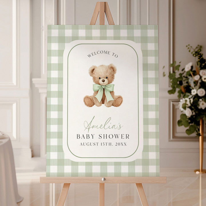 We Can Bearly Wait Green Welcome Sign