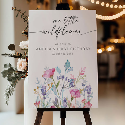 One Little Purple Wildflower Welcome Sign