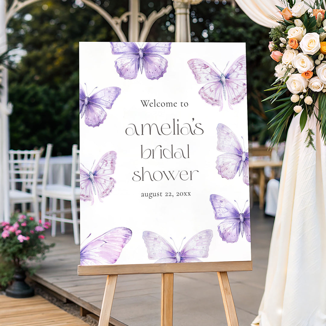 Simple Purple Lifetime Of Butterflies Welcome Sign
