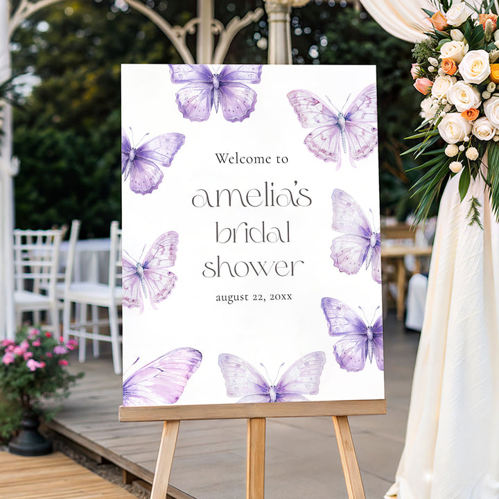 Simple Purple Lifetime Of Butterflies Welcome Sign