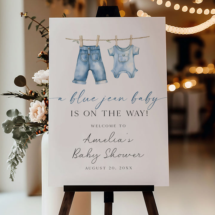 Blue Jean Baby Modern Welcome Sign