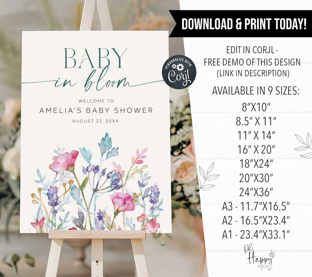 Baby In Bloom Welcome Sign