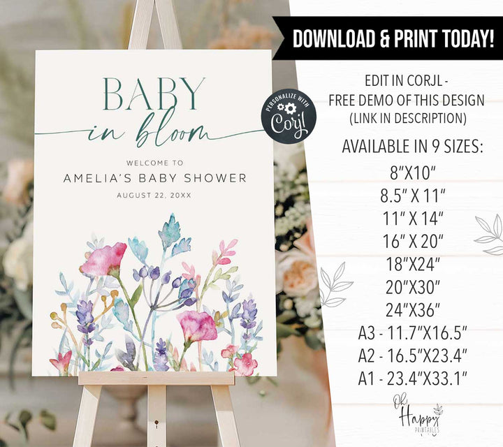 Baby In Bloom Welcome Sign