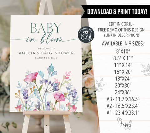 Baby In Bloom Welcome Sign