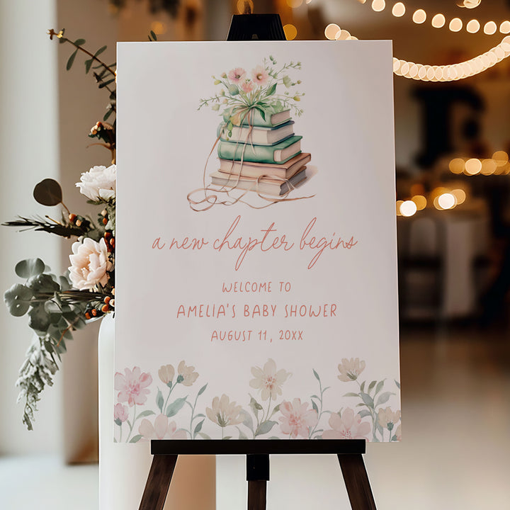 Pink Floral New Chapter Welcome Sign
