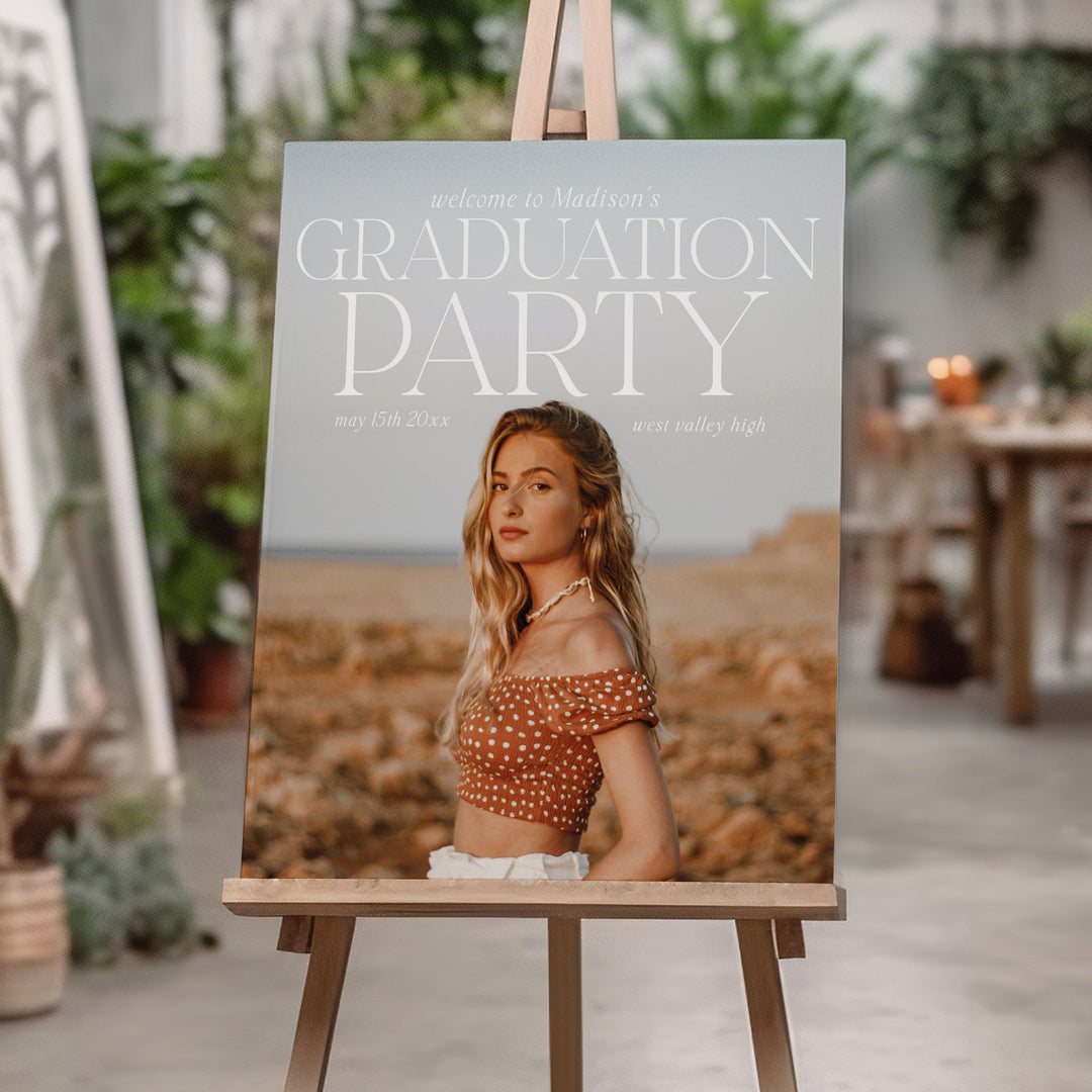 Magazine Style Photo Graduation Welcome Sign Template