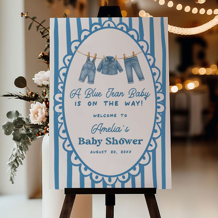 Blue Jean Baby Whimsical Welcome Sign