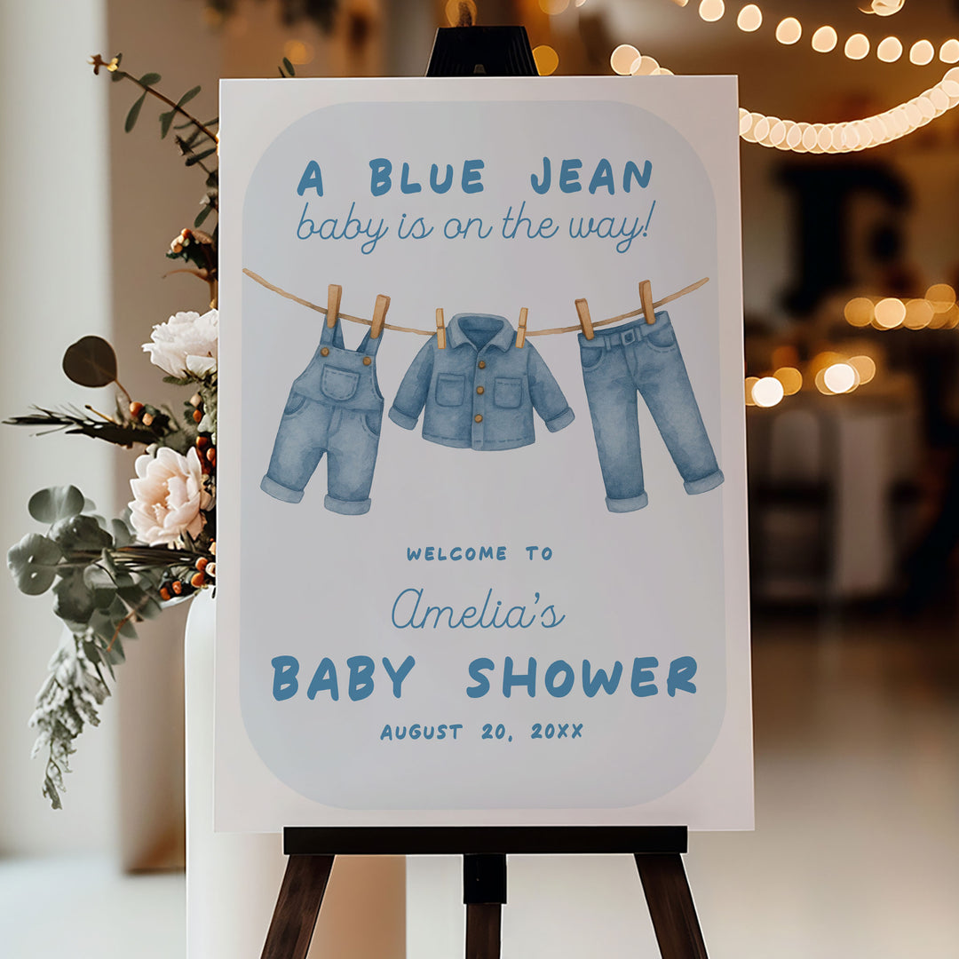 Blue Jean Baby Bubble Welcome Sign