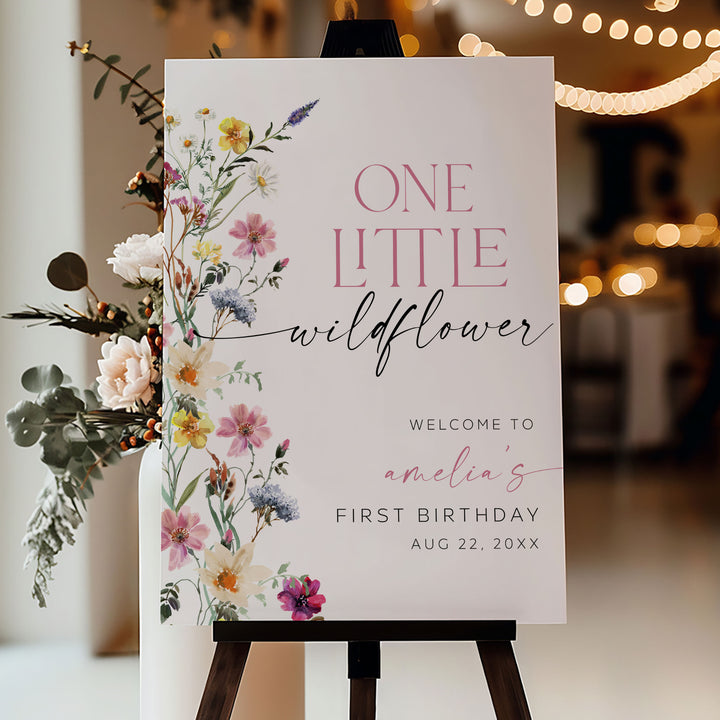 1st Birthday Little Wildflower Welcome Sign