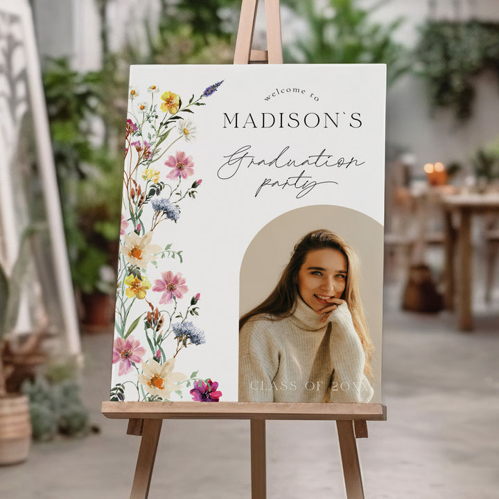 Wildflower Photo Graduation Welcome Sign Template