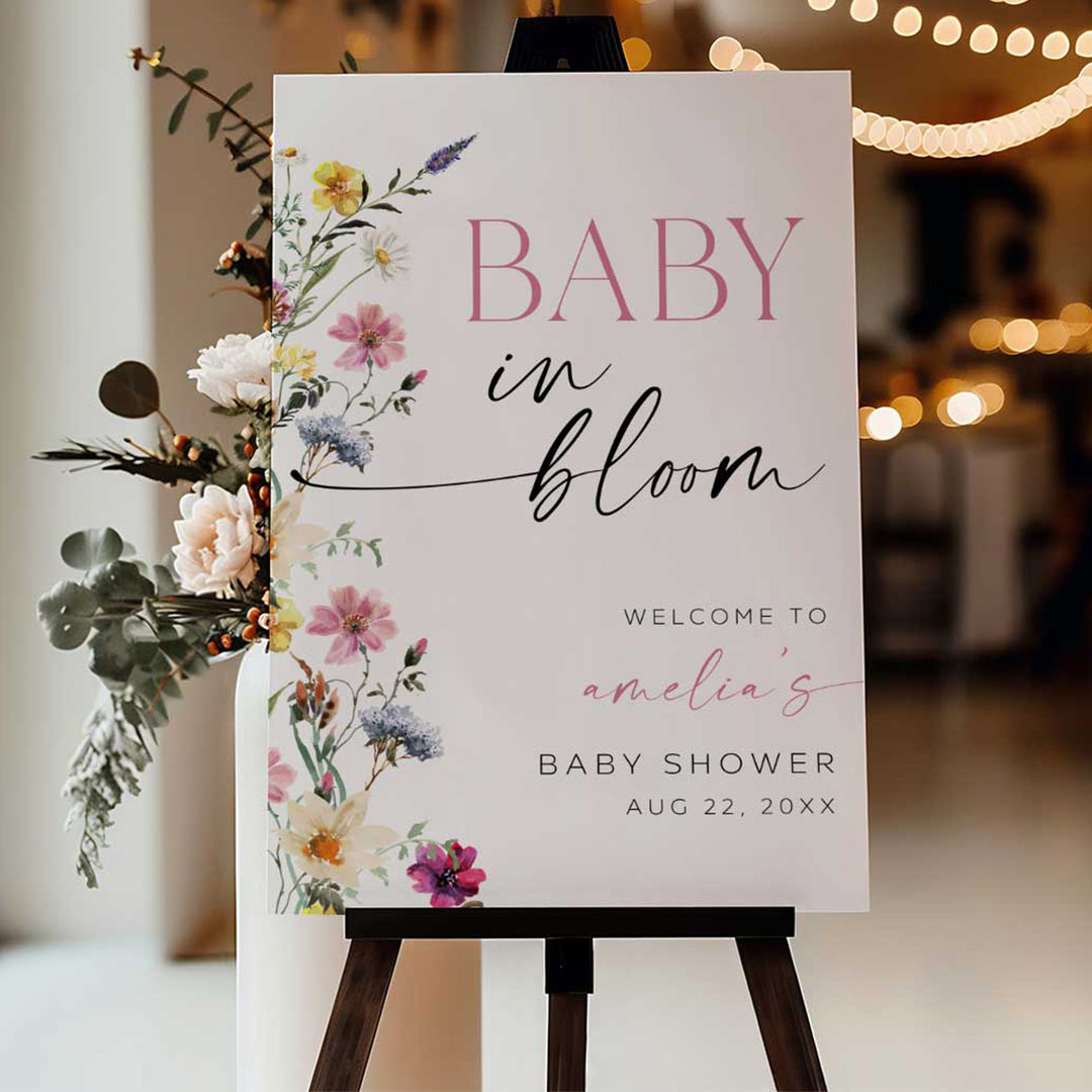 Baby In Bloom Border Welcome Sign