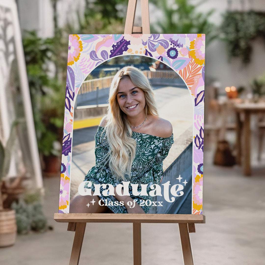 Lilac Photo Graduation Welcome Sign Template