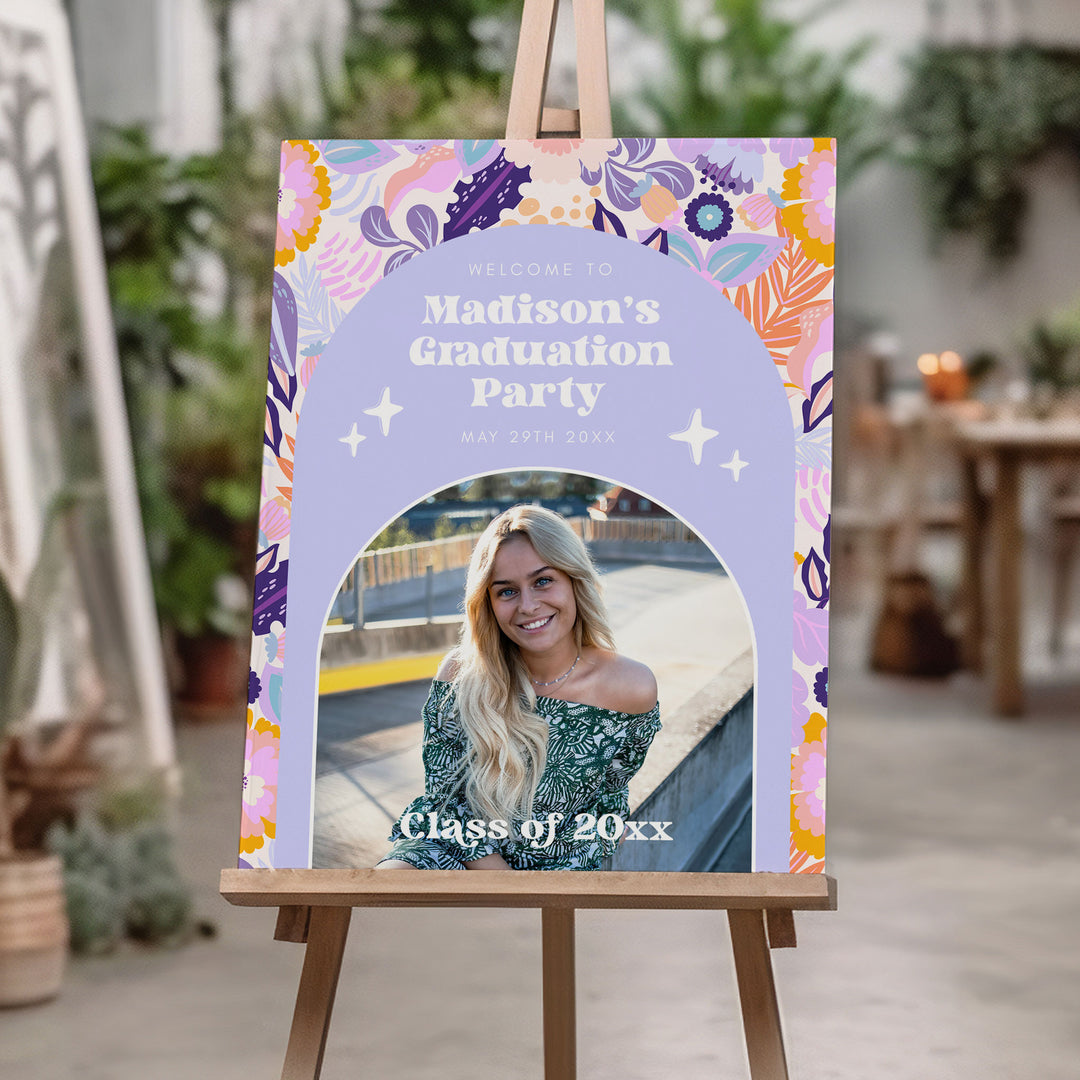 Lilac Graduation Welcome Sign Template
