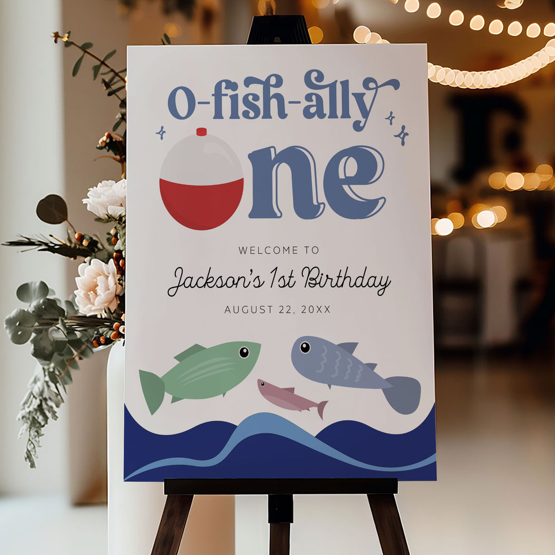O-Fish-Ally One Retro Brithday Welcome Sign