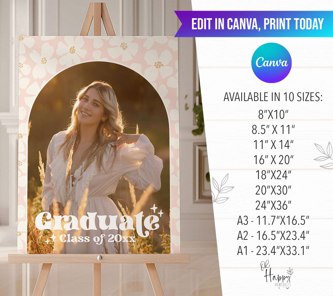 Daisy Photo Graduation Welcome Sign Template