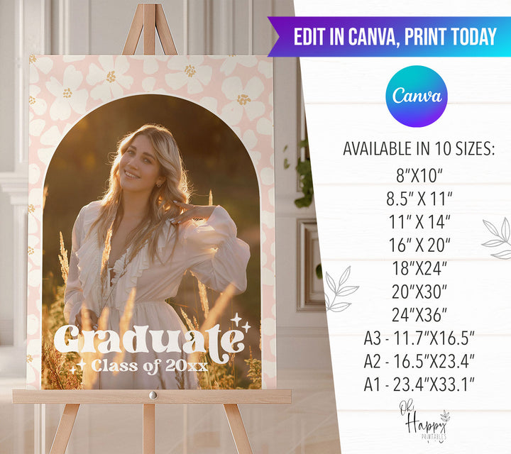Daisy Photo Graduation Welcome Sign Template