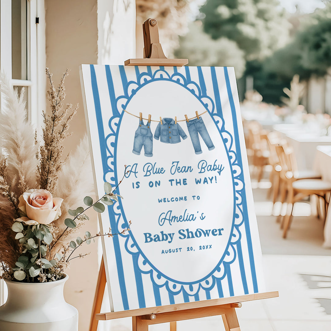 Blue Jean Baby Whimsical Welcome Sign