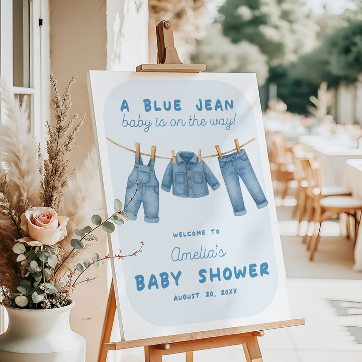 Blue Jean Baby Bubble Welcome Sign