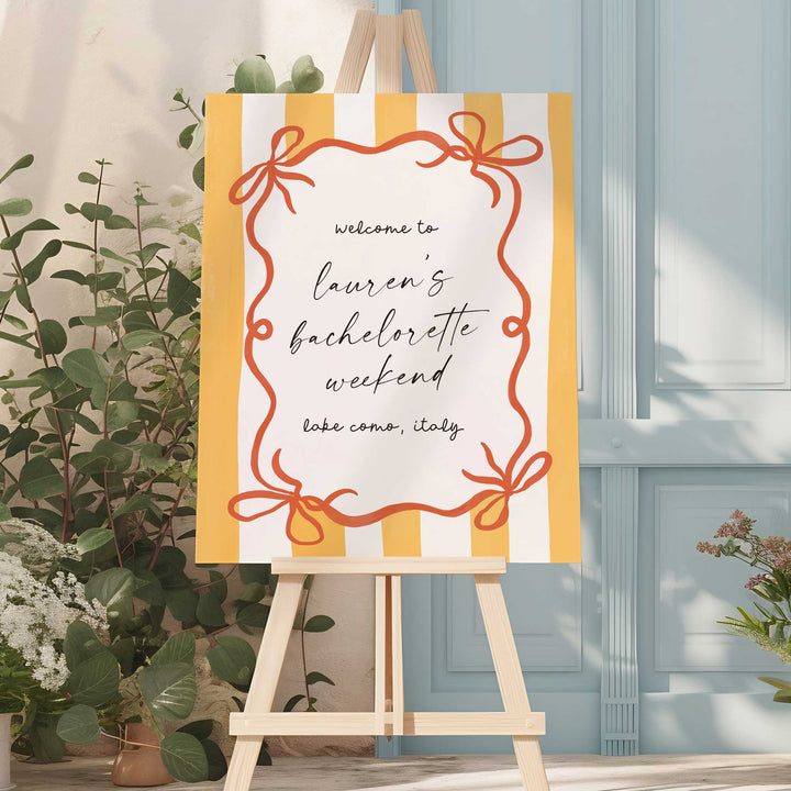 Ciao Bella Striped Bridal Shower Welcome Sign