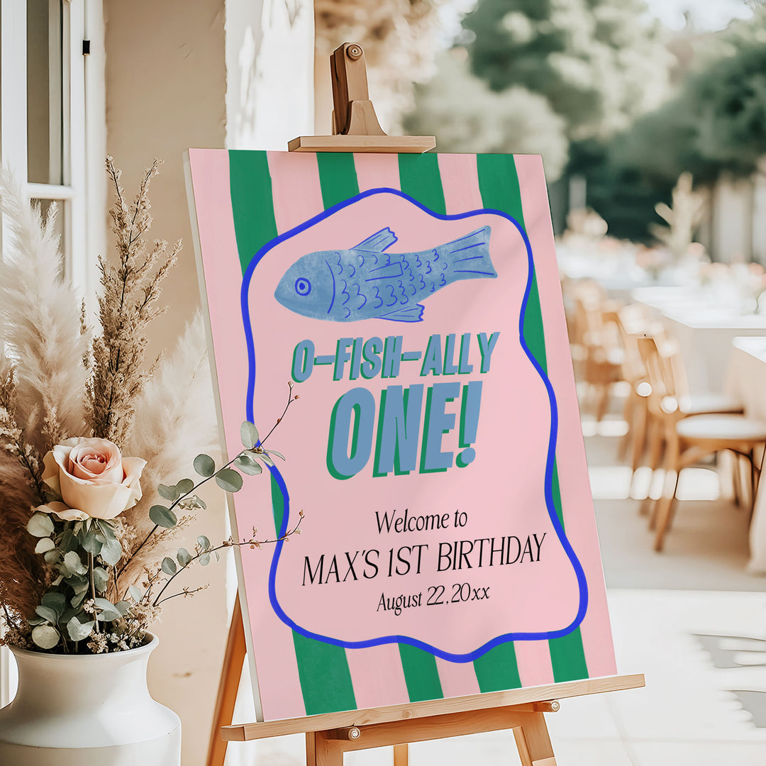 O-Fish-Ally One Wavy Striped Welcome Sign