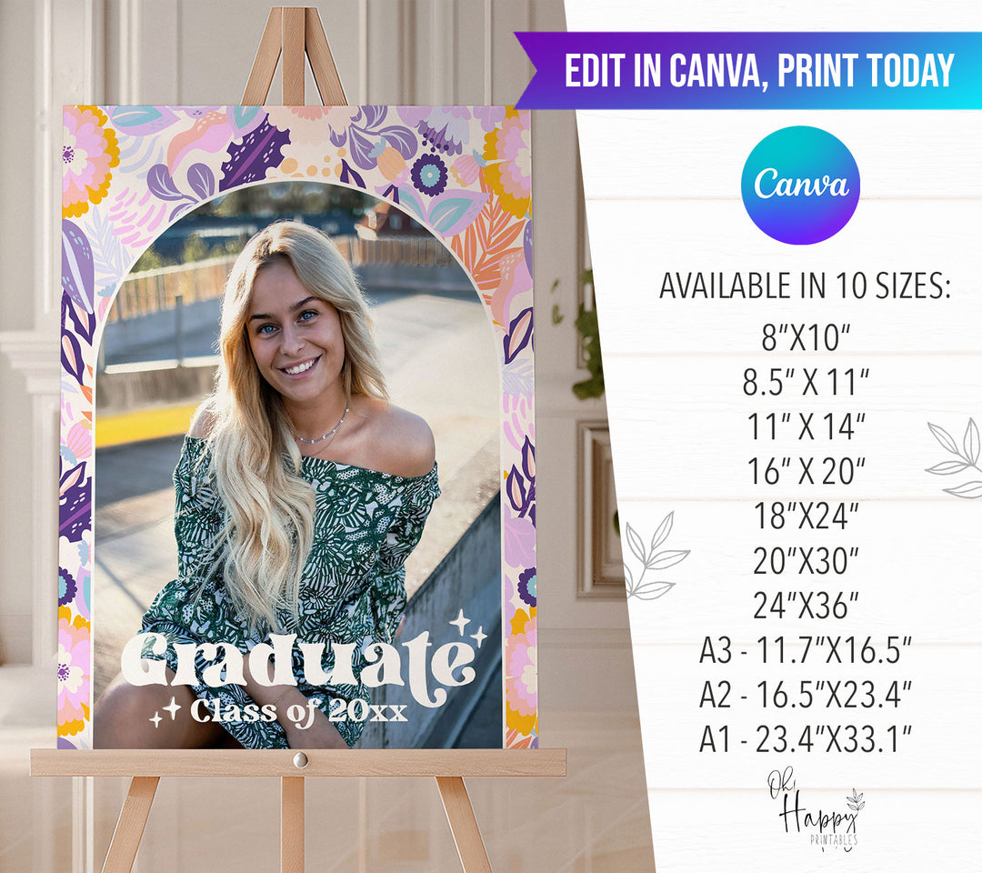 Lilac Photo Graduation Welcome Sign Template