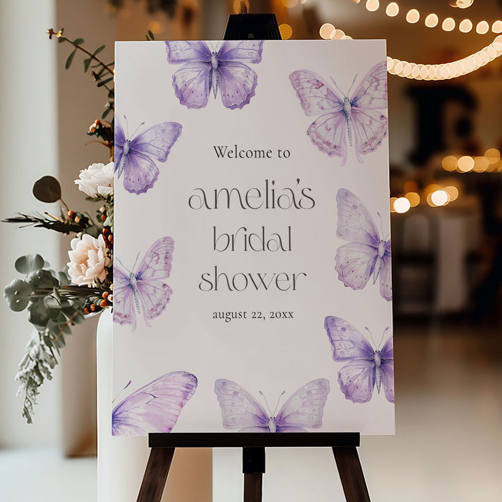Simple Purple Lifetime Of Butterflies Welcome Sign