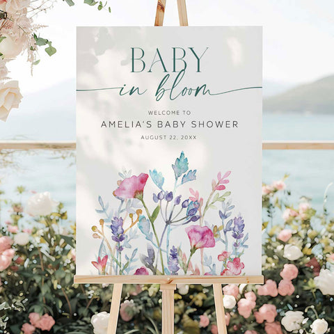Baby In Bloom Welcome Sign
