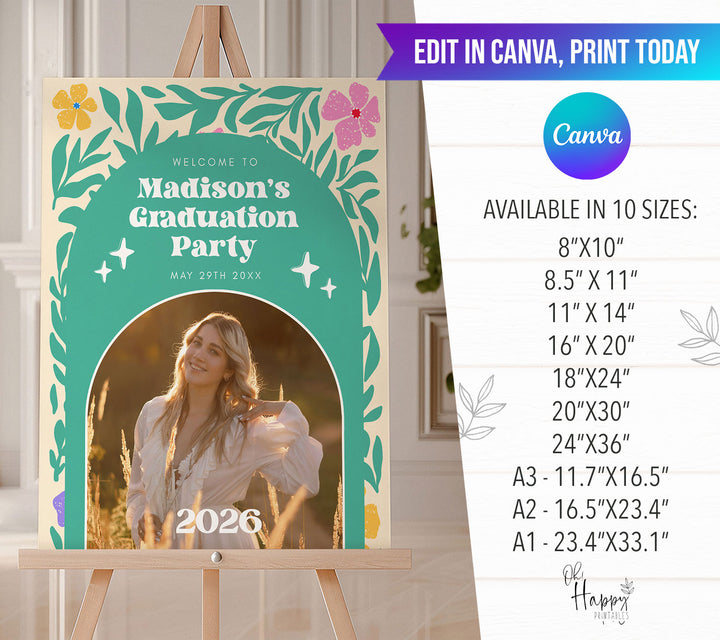 Boho Photo Graduation Welcome Sign Template